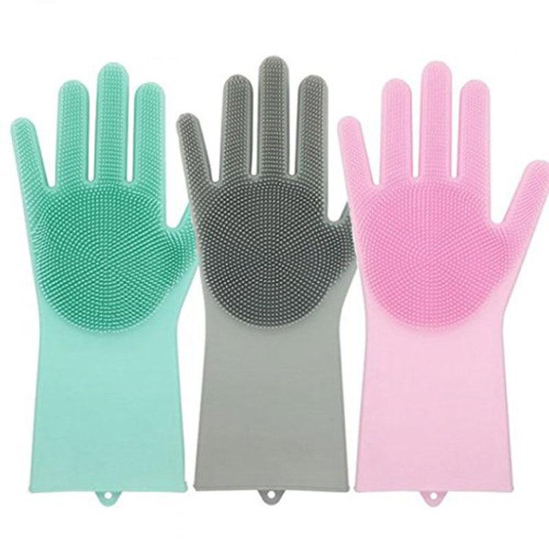 Silicone Scrubber Kitchen Gloves