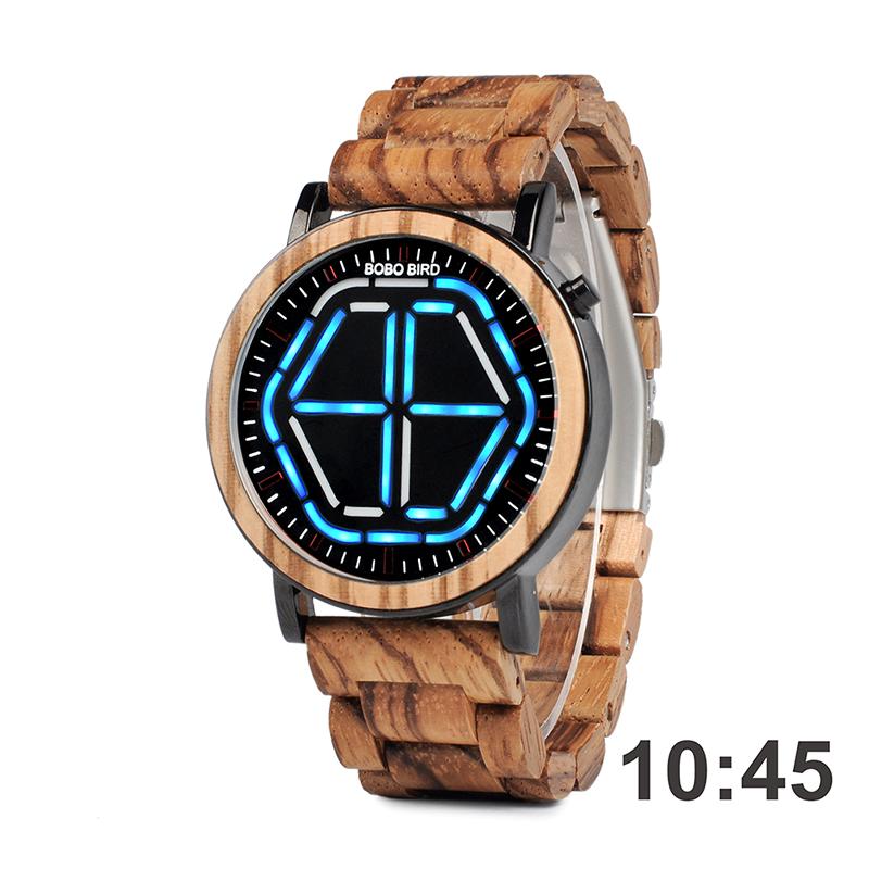 Handcrafted Digital LED Wooden Watch