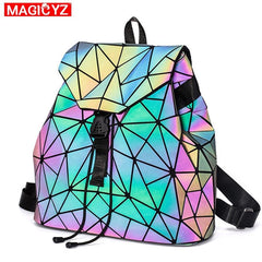 Geometric Backpack Holographic Reflective Bag