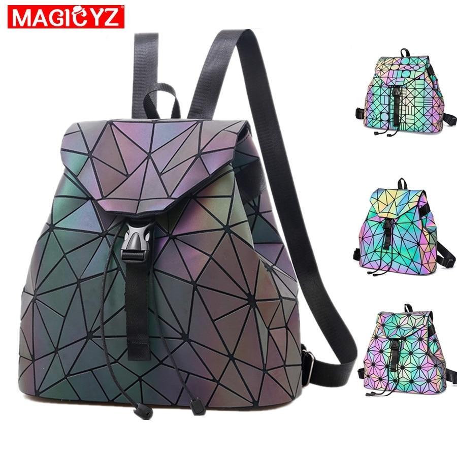 Geometric Backpack Holographic Reflective Bag