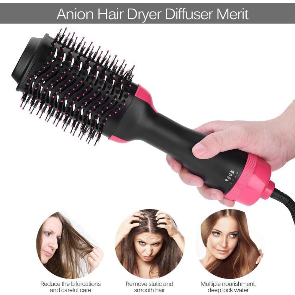2-in-1 Hair Dryer Styler Straightening Brush
