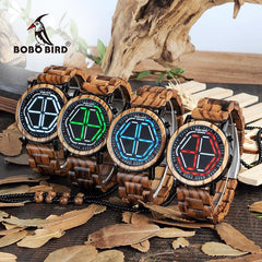 Handcrafted Digital LED Wooden Watch