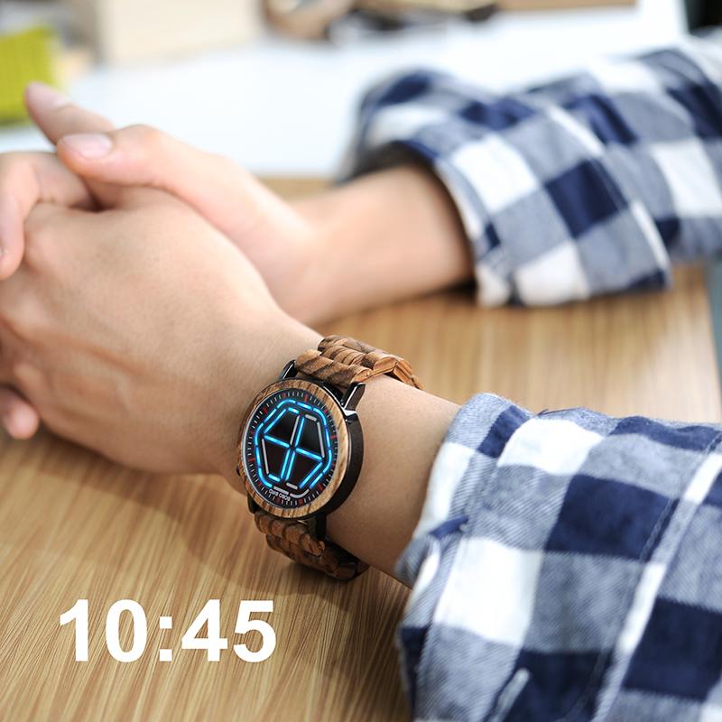 Handcrafted Digital LED Wooden Watch