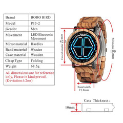 Handcrafted Digital LED Wooden Watch