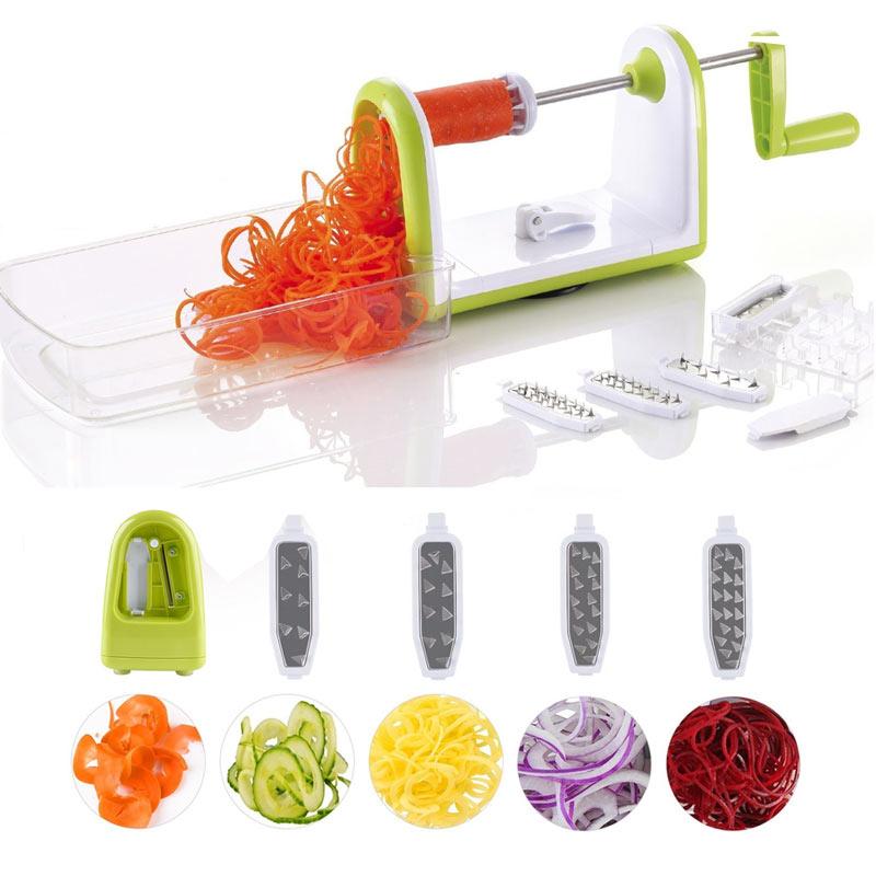 5-in-1 Stainless Steel Vegetable Spiralizer Slicer