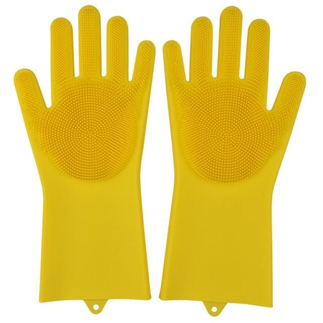 Silicone Dishwashing Gloves with Long Bristles