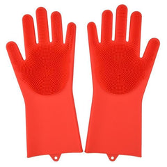 Silicone Dishwashing Gloves with Long Bristles