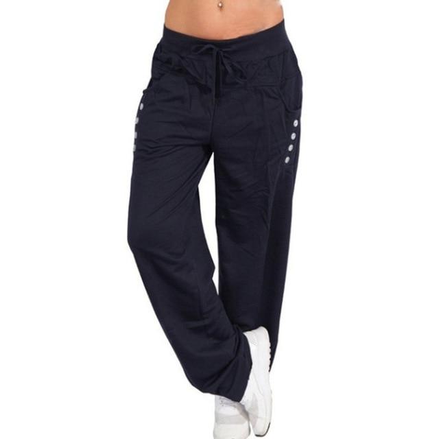 Women's Casual Elastic 6 Pockets Thermal Insulation Fabric Sweatpants