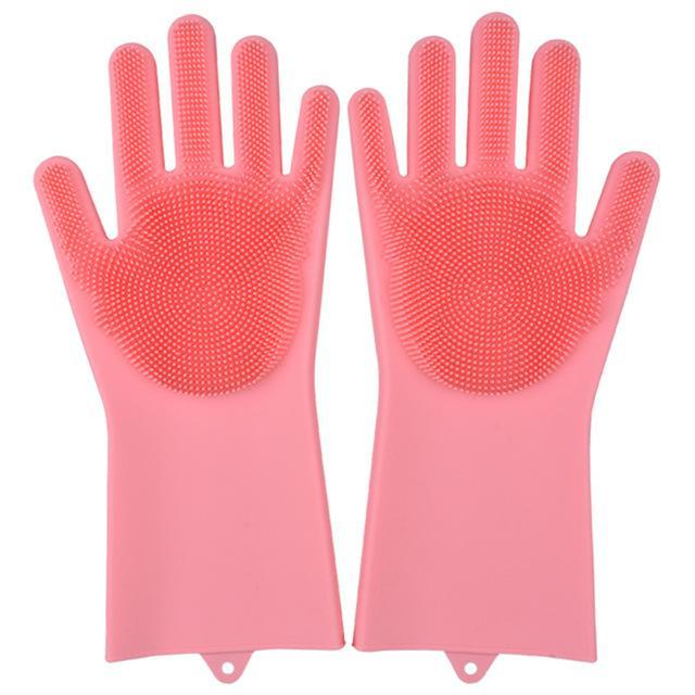 Silicone Dishwashing Gloves with Long Bristles